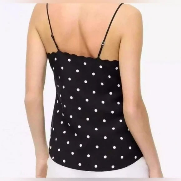 NWOT J. Crew Black and White Polka Dot Scalloped Tank top - Picture 2 of 7